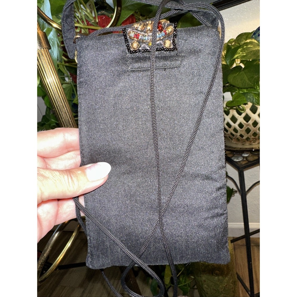 Handmade Indian Rhinestone Boho Beaded Embroidered Geometric Motifs Flower Purse - Picture 6 of 7